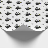 Naadloze zwarte katten wit Halloween inpakpapier (Hoek)