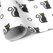 Naadloze zwarte katten wit Halloween inpakpapier (Rol Hoek)