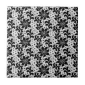 Naadloze zwarte witte kant - bloemen - zoet tegeltje (Voorkant)