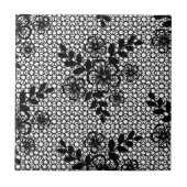 Naadloze zwarte witte kant - Flowers - Prachtig Tegeltje (Voorkant)