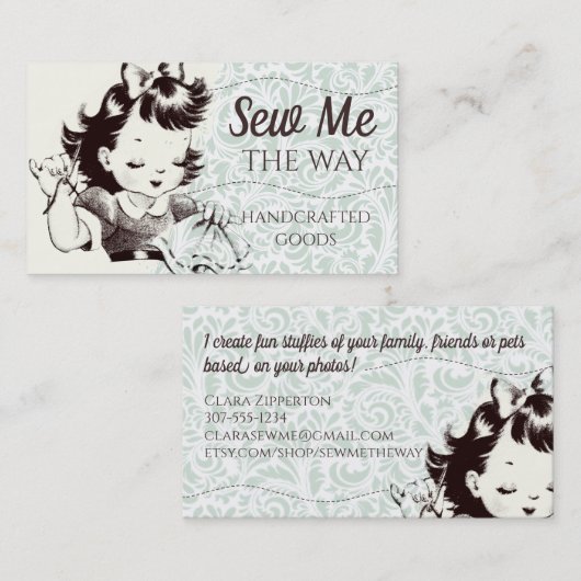  naadnaaimeisjes borduurwerk visitekaartje (Voorkant / Achterkant)