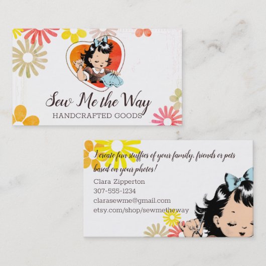  naadnaaimeisjes borduurwerk visitekaartje (Voorkant / Achterkant)