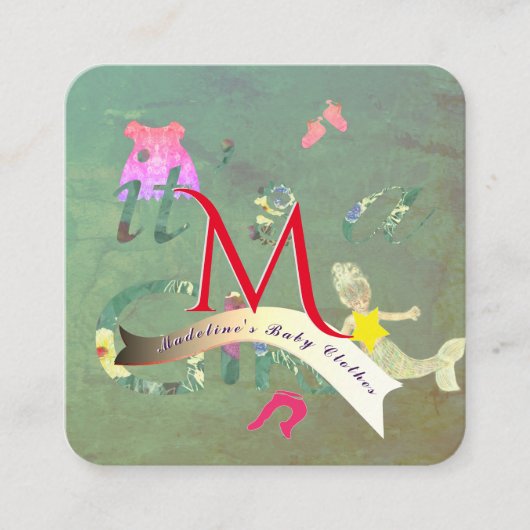 Naadstress Baby kleding Business Vierkante Visitekaartje (Voorkant)