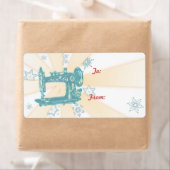 Naadstress naaimachine kerstlabel etiket (Insitu)