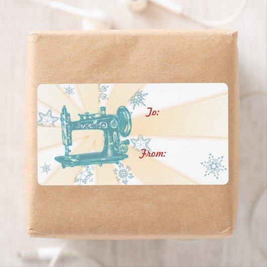 Naadstress naaimachine kerstlabel etiket (Insitu)