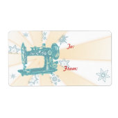 Naadstress naaimachine kerstlabel etiket (Voorkant)