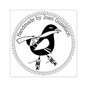 Naadstress vogel naaien handgemaakt met liefde ste rubberstempel