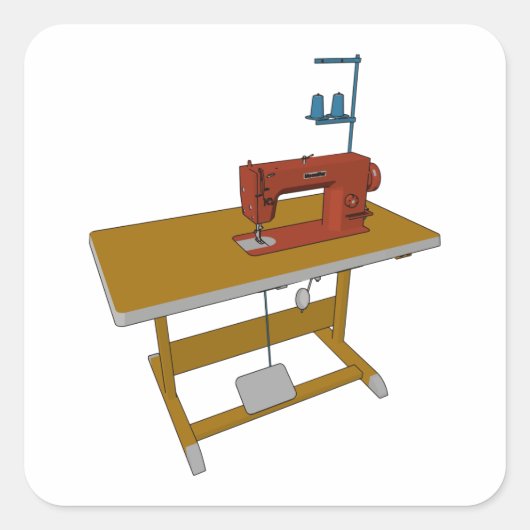 naadtafel en -machine vierkante sticker (Voorkant)