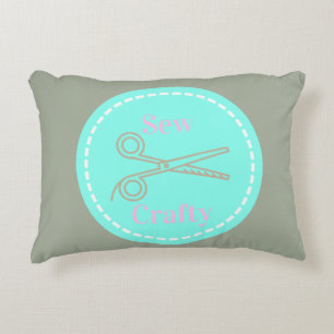 Naai Crafty Aqua Blue Circle met schaar Accent Kussen