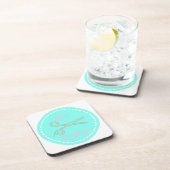 Naai Crafty Aqua Blue Circle met schaar Bier Onderzetter (Rechterzijde)