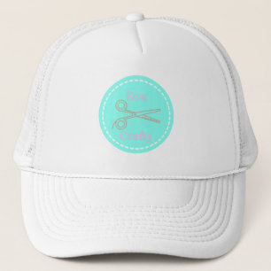 Naai Crafty Aqua Blue Circle met schaar Trucker Pet