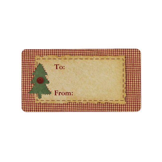 Naai de kerstboom van en naar het label (Voorkant)