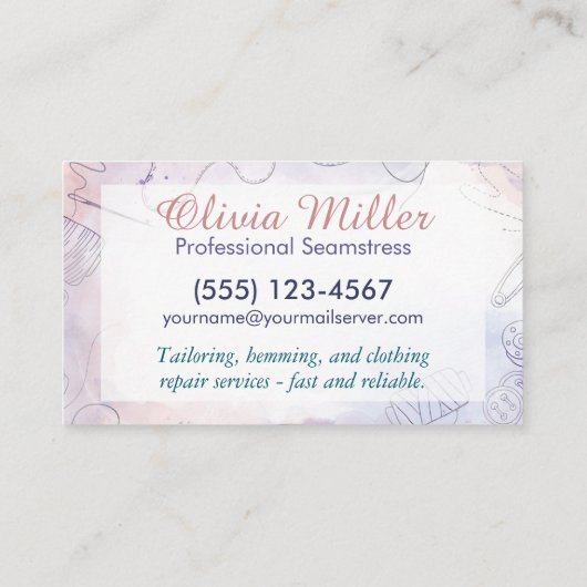 Naai- en verbouwingsdiensten - Waterverf Art Visitekaartje (Achterkant)