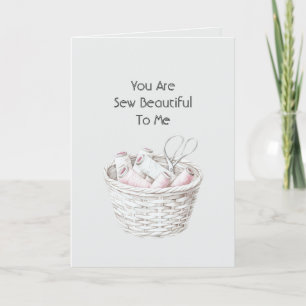 Naai mooi roze witte draad mand Liefde Kaart