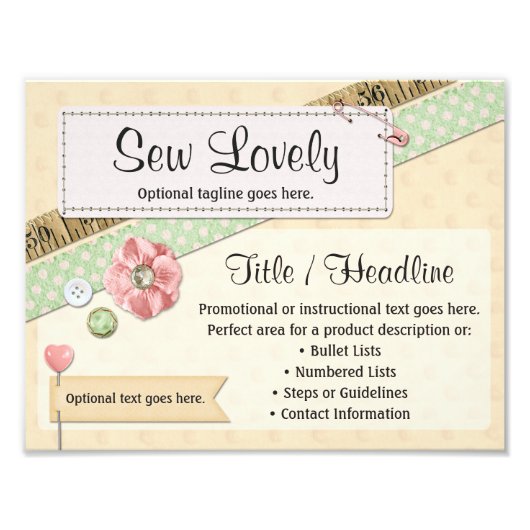 Naai Stikken, Knopen & Lint Reclamebord Foto Afdruk (Voorkant)