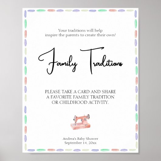 Naai veel liefde roze Waterverf familietradities Poster (Voorkant)