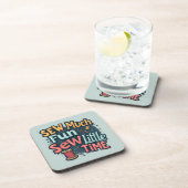 Naai veel plezier Naai weinig tijd Retro Stitch Ar Bier Onderzetter (Rechterzijde)