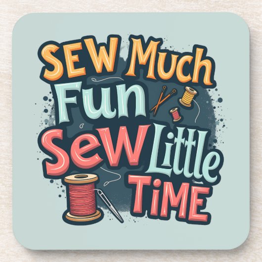 Naai veel plezier Naai weinig tijd Retro Stitch Ar Bier Onderzetter (Voorkant)