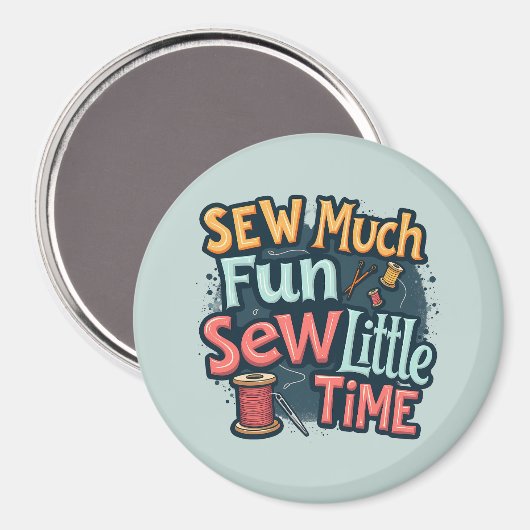 Naai veel plezier Naai weinig tijd Retro Stitch Ar Magneet (Voorkant / Achterkant)