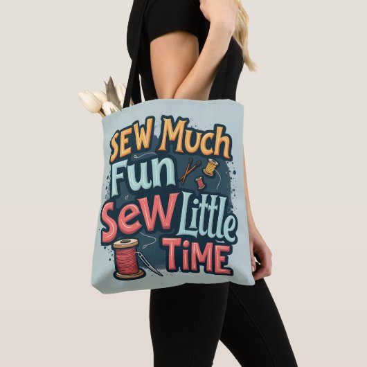 Naai veel plezier Naai weinig tijd Retro Stitch Ar Tote Bag (Dichtbij)