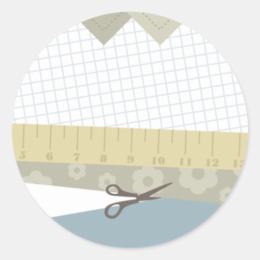Naaiambachten Schaar Meetlint Verpakking GI Ronde Sticker (Voorkant)