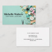 Naaibenodigdheden achtergrond | naaldendraad visitekaartje (Voorkant / Achterkant)