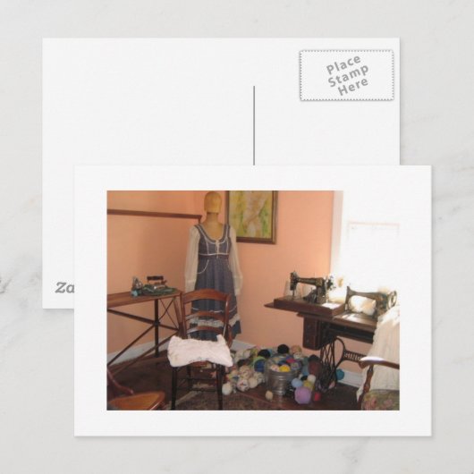 Naaibenodigdheden van de oude dagen briefkaart (Voorkant / Achterkant)