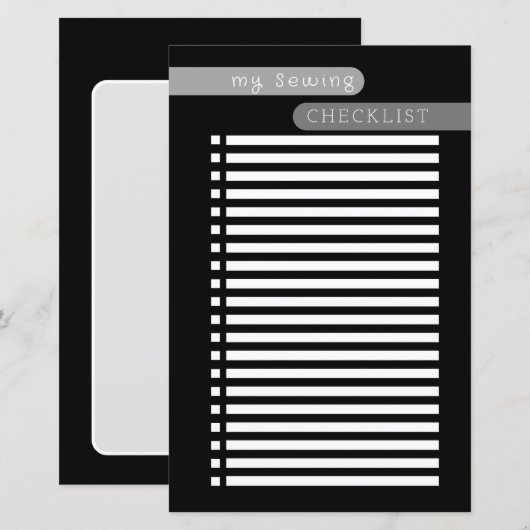 naaicontrolelijst zwart wit (Voorkant / Achterkant)