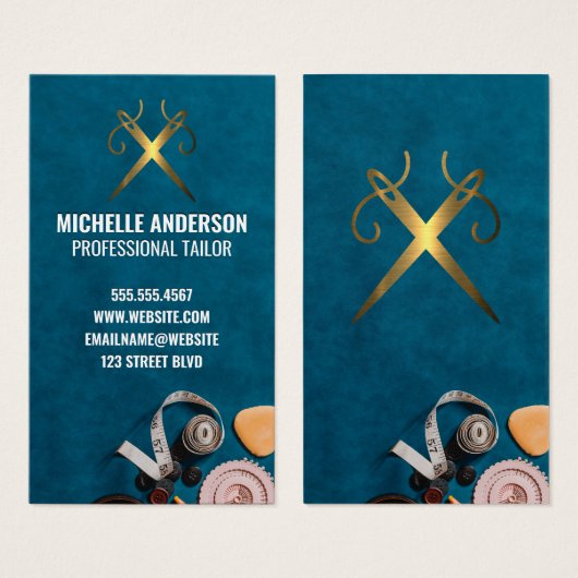 naaien Accessoires kit | Naald en draad Visitekaartje (Voorkant /achterkant)