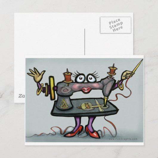 naaien briefkaart (Voorkant / Achterkant)