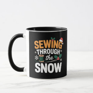 Naaien door de Sneeuw Grappige Kerstdeken Mok