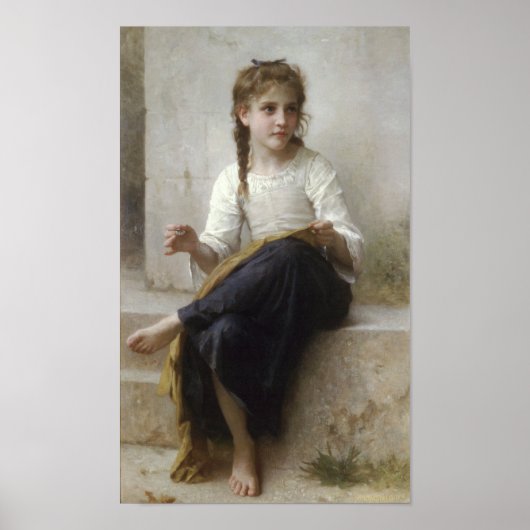 Naaien door William-Adolphe Bouguereau Poster (Voorkant)