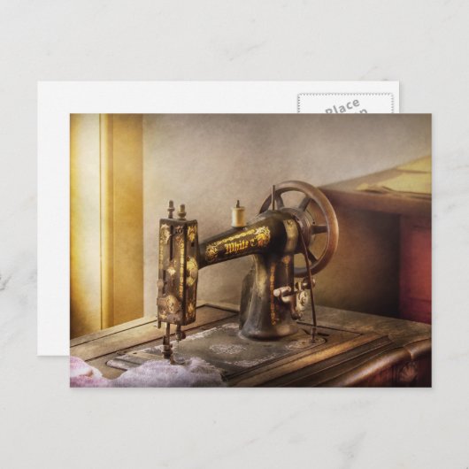 Naaien - Een zwarte en witte naaimachine Briefkaart (Voorkant / Achterkant)