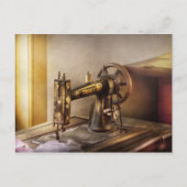 Naaien - Een zwarte en witte naaimachine Briefkaart (Voorkant)