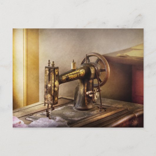 Naaien - Een zwarte en witte naaimachine Briefkaart (Voorkant)