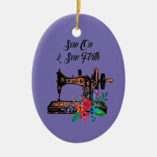 Naaien en naaien keramisch ornament