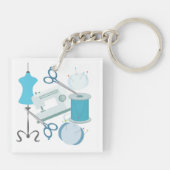 Naaien en Quilten Blauw Sleutelhanger (Achterkant)