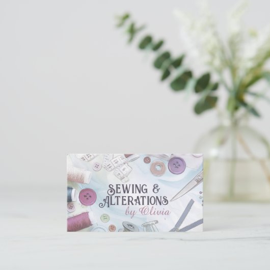 Naaien en Veranderingen - Waterverf Style Art Visitekaartje (Staand voorkant)