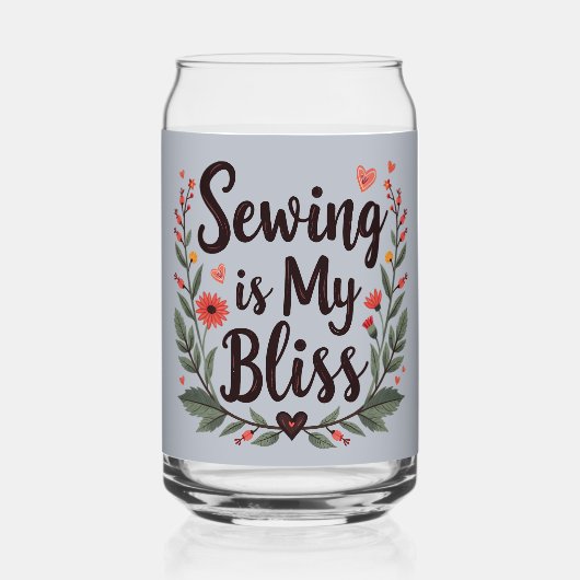 Naaien is mijn gelukzaligheid bloementypografie blikvorm glas (Achterkant)