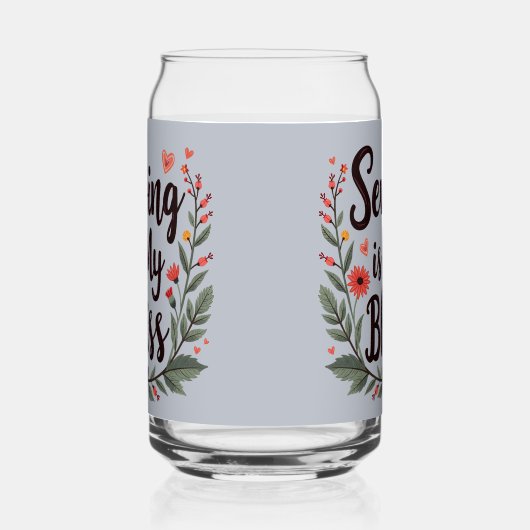 Naaien is mijn gelukzaligheid bloementypografie blikvorm glas (Rechts)