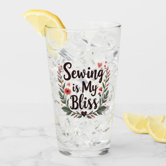 Naaien is mijn gelukzaligheid bloementypografie glas (Voorkant ijs)