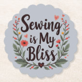 Naaien is mijn gelukzaligheid bloementypografie kartonnen onderzetters (Voorkant)