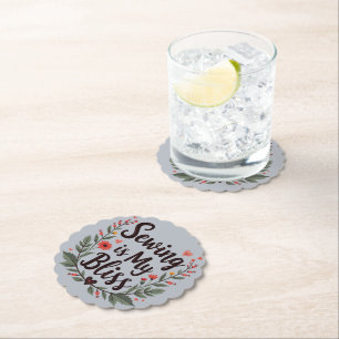 Naaien is mijn gelukzaligheid bloementypografie ku kartonnen onderzetters