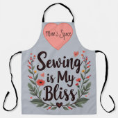 Naaien is mijn gelukzaligheid bloementypografie schort (Voorkant)