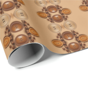 Naaien Koffie en bruine knoopmix Cadeaupapier