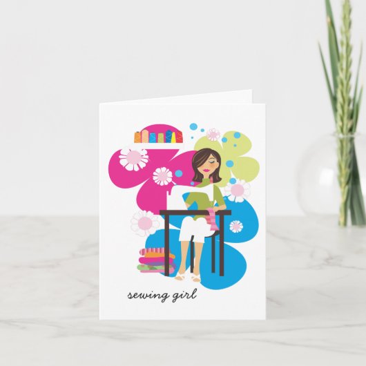 Naaien Meisje Gepersonaliseerde Notecards Notitiekaartje (Voorkant)