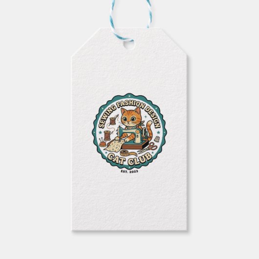 Naaien Modeontwerp Kat Kattenliefhebber Cadeau - N Cadeaulabel (Voorkant)