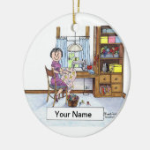 Naaien, naaien, kwartelen keramisch ornament (Links)