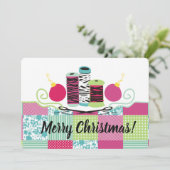 Naaien naald draad quilten kerstkaart (Staand voorkant)