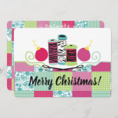 Naaien naald draad quilten kerstkaart (Voorkant / Achterkant)